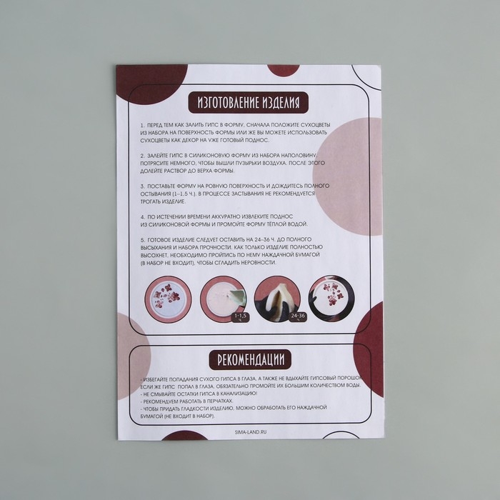 Набор для создания поддона из гипса с сухоцветами &laquo;Круг&raquo;