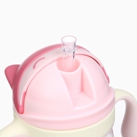 Поильник детский M&B &laquo;Котик&raquo; с трубочкой, от 9 мес., 280 мл., цвет молочно-розовый