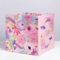 Пакет подарочный квадратный, упаковка, &laquo;С днём рождения&raquo;, 30 х 30 х 30 см