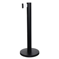 Стойка ограждения черная, с вытяжной лентой-280см белая, высота-90см, d- 6см, напольный d-32см Стойка ограждения черная, с вытяжной лентой-280см белая, высота-90см, d- 6см, напольный d-32см