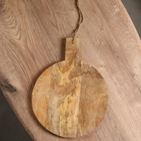 Доска разделочная круглая "Синие птицы" дерево манго 36х28 см