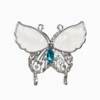 Брошь "Бабочка", цвет бело-голубая в серебре