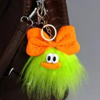 Пушистик на кольце "Чучундра с бантиком" салатовая 18х10х5 см