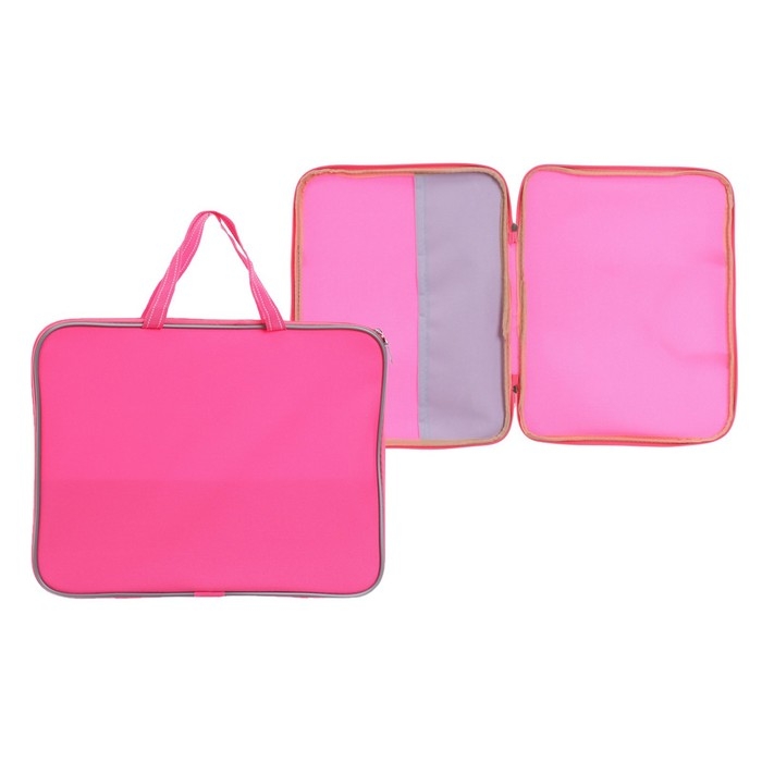 Папка с ручками текстильная А4, 360 х 270 х 20 мм, внутренний карман Calligrata, Папка с ручками текстильная А4, 360 х 270 х 20 мм, внутренний карман Calligrata, "Офис" 1Ш421, розовая