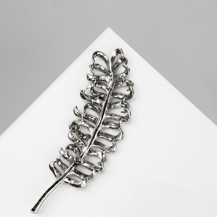 Брошь &laquo;Перо&raquo;, цветная в чернёном серебре
