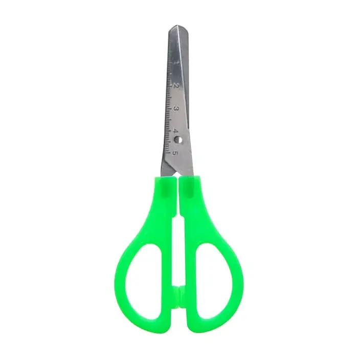 Ножницы канцелярские 13 см, пластиковые ручки, закруглённые концы с линейкой, корпус МИКС