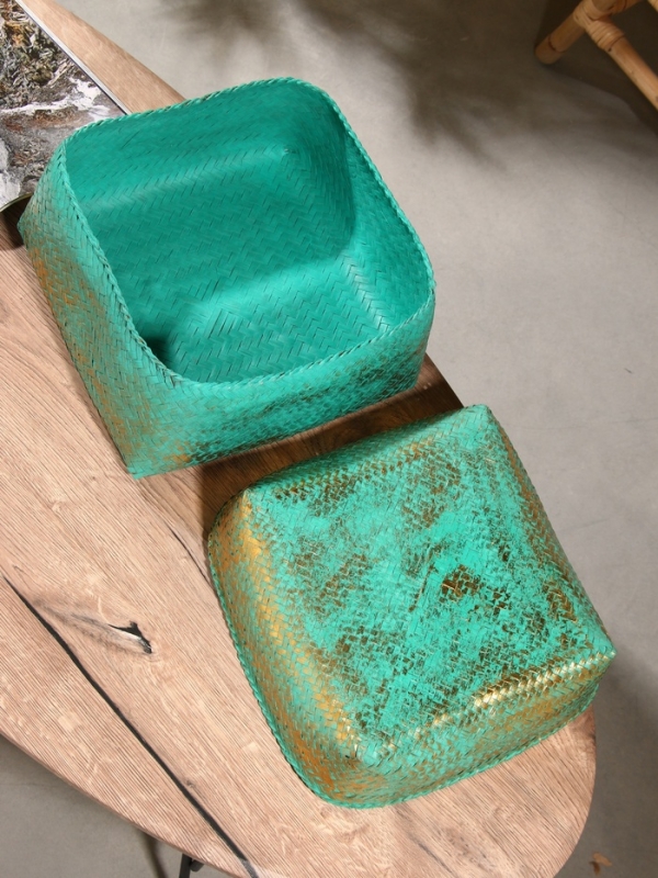 Корзинка плетеная "Голден мини" 30х30х20 см, голубой