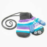 Варежки детские, цвет серый/полосочки, размер 14,5х6,7 Варежки детские, цвет серый/полосочки, размер 14,5х6,7