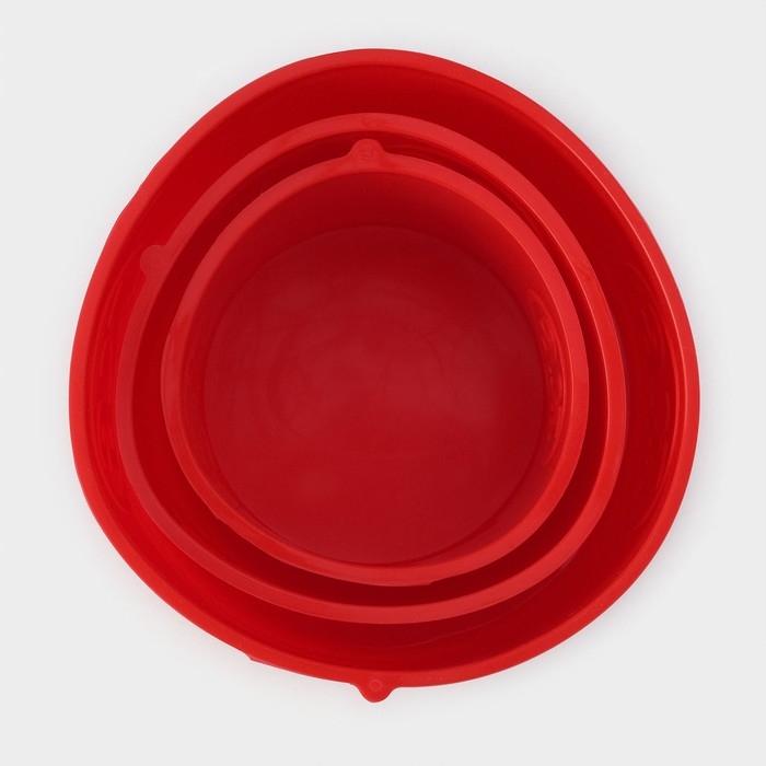 Набор силиконовых форм для выпечки Доляна &laquo;Куличики&raquo;, 3 шт: 15,5/13/10 см, цвет красный