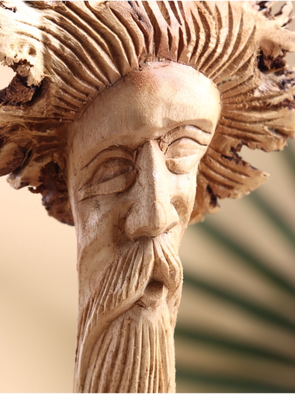 Скульптура "Лицо старца" дерево Камал, 8х6х22 см, бежево-коричневый