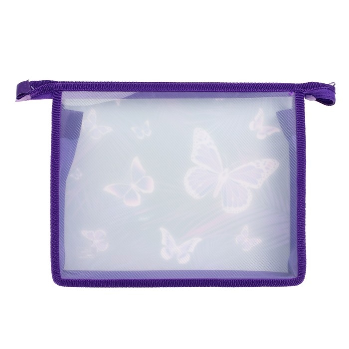 Папка для тетрадей А5, 230 х 190 х 50 мм, молния сверху, пластиковая, Calligrata "Бабочки"