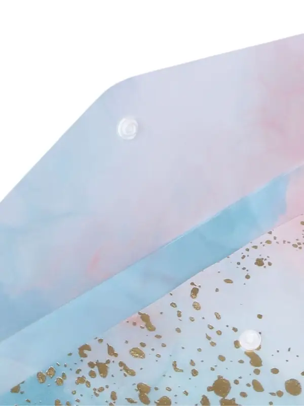 Папка-конверт на кнопке формат А4 180мкр блестящая МИКС Мрамор с золотом (штрихкод на штуке)   10843