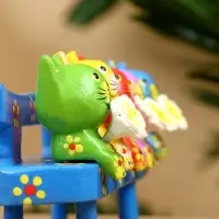 Сувенир "Котята на скамейке" дерево 19х8х6 см, цв. голубой