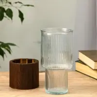 Ваза стекло настольная "Лесли" линии, 20х10 см, прозрачный