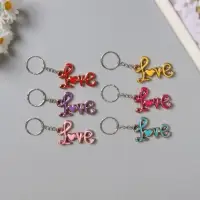 Брелок для ключей на кольце &laquo;Надпись Love с сердцем&raquo;, пластик под металл, 3&times;4.7 см, МИКС