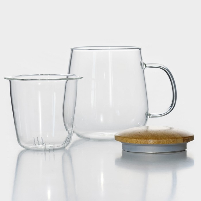 Кружка стеклянная для заваривания со стеклянным ситом &laquo;Эко&raquo;, 500 мл