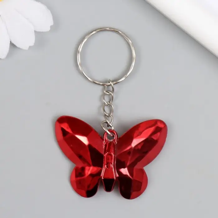 Брелок пластик под металл "Бабочка с узорами на крыльях" МИКС 3,5х4,7х0,5 см