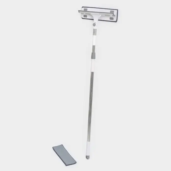 Окномойка с насадкой из микрофибры, фиксатор, стальная телескопическая ручка, 28,5&times;8,5&times;85(135) см