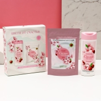 Подарочный набор косметики &laquo;Цвети от счастья!&raquo;, гель для душа 250 мл и скраб для тела соляной 250 г, ЧИСТОЕ СЧАСТЬЕ