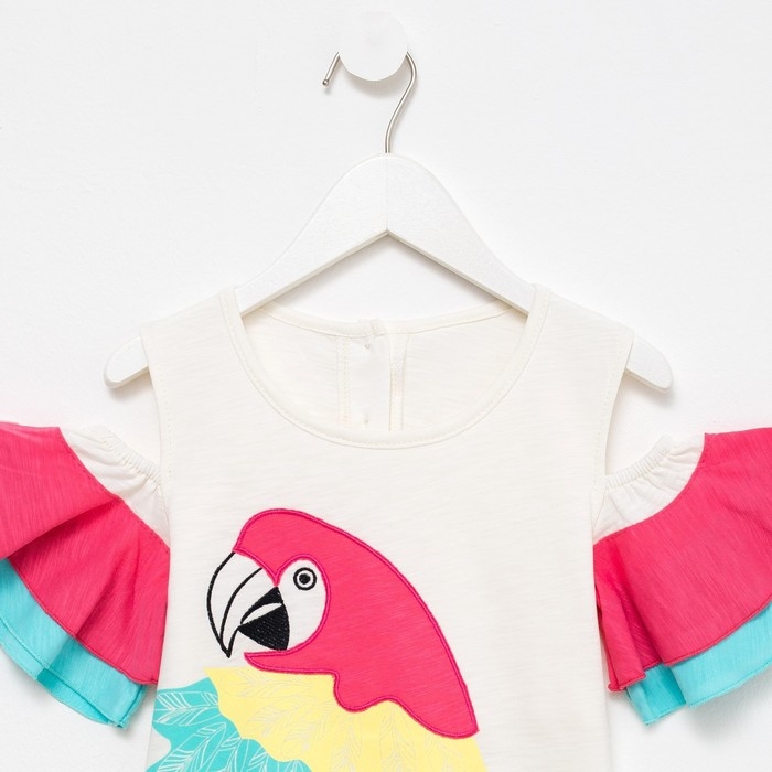 Футболка для девочки, цвет бежевый/коралловый, рост 104 см