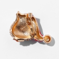 Брошь новогодняя &laquo;Ёжик&raquo; с подарком, цветная в золоте