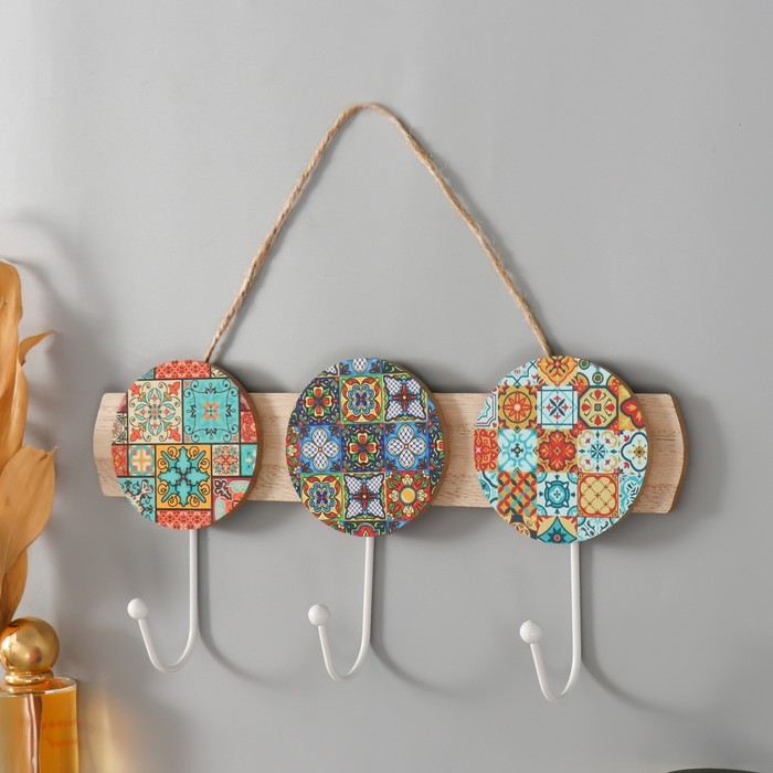 Крючки декоративные дерево "Яркие узоры" 30х14,5х5 см