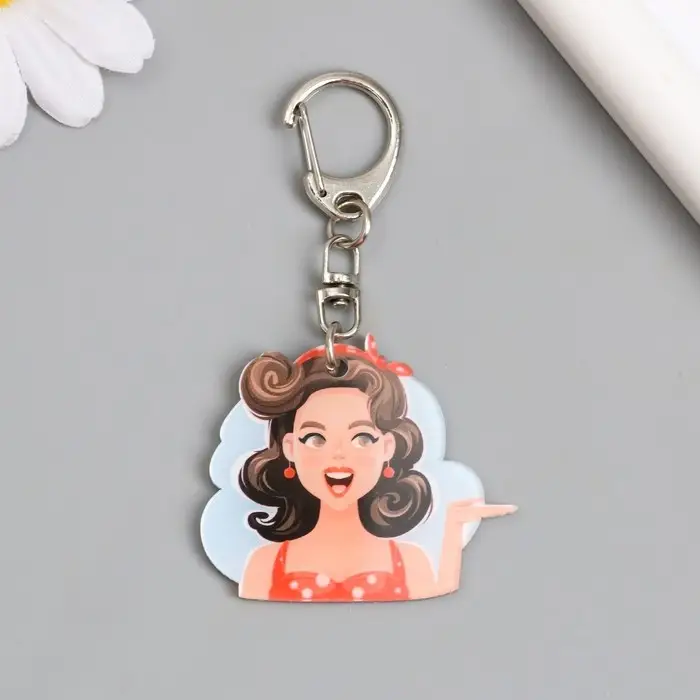 Брелок акрил "Девушка пин ап" 3,9х4,5 см