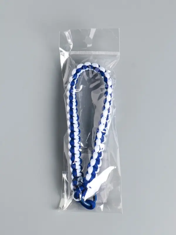 Брелок на карабине "Паракорд" шнур 0,5 см сине-белый 14,5х1,8х0,8 см