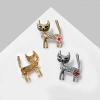 Брошь &laquo;Кошечка&raquo; с цветком, цвет МИКС (неделимая фасовка 12 шт., цена за шт.)