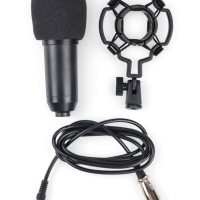 Микрофон конденсаторный Music Life черный: кабель, ветрозащита, стойка