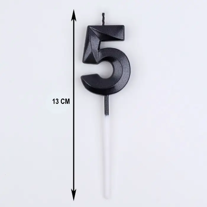 Свеча в торт на шпажке &laquo;Цифра 5&raquo;, черная, 5 см
