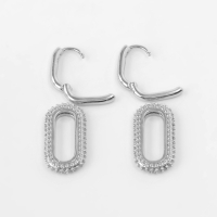 Серьги металл &laquo;Цепи&raquo; два звена, цвет белый в серебре