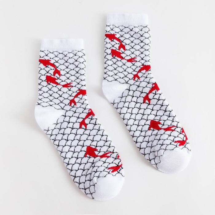 Носки MINAKU &laquo;Рыбки&raquo;, цвет чёрный, размер 38-39 (25 см)