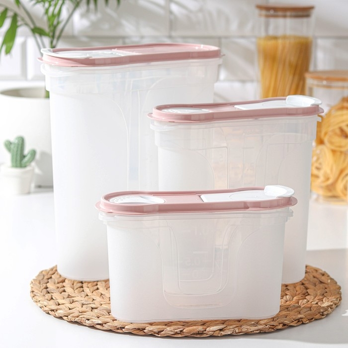 Набор банок &laquo;Стайл&raquo;, 3 шт: 1,3 л; 2,2 л; 4 л, прозрачный, крышки микс