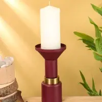 Подсвечник на 1 свечу текстурный "Баклажановый" 10,5х10,5х20 см