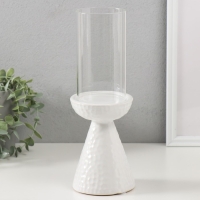 Подсвечник керамика, стекло на 1 свечу "Ибис" d=7,5 см белый 10,5х10,5х29,5 см