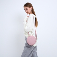 Сумка женская круглая из искусственной кожи, 18х18 см, цвет розовый Сумка женская круглая из искусственной кожи, 18х18 см, цвет розовый