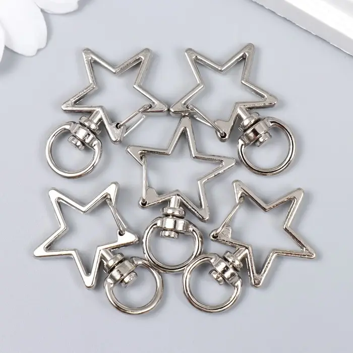 Карабин металл с кольцом "Звезда" серебро 3,4х2,3 см