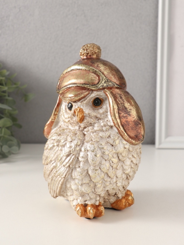 Сувенир полистоун "Сова в шапке-ушанке" 10,5х12х18 см