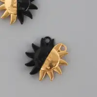 Замок магнитный металл "Солнце" набор 2 шт чёрно-золотой 2,7х2,6 см