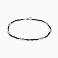 Бусы &laquo;Бисер&raquo; бусина №8, чёрно-белый в золоте, 40 см