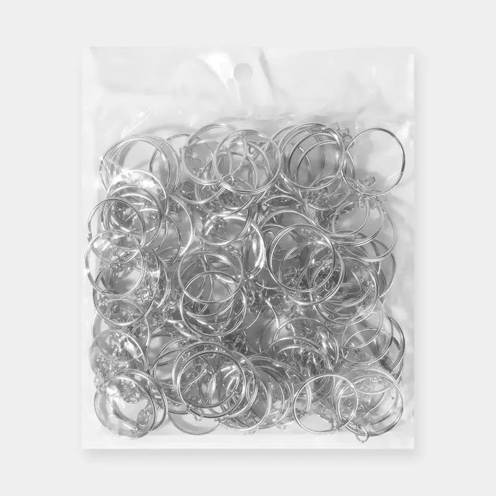 Основа для брелока d25мм с цепочкой набор 100 шт металл серебряный