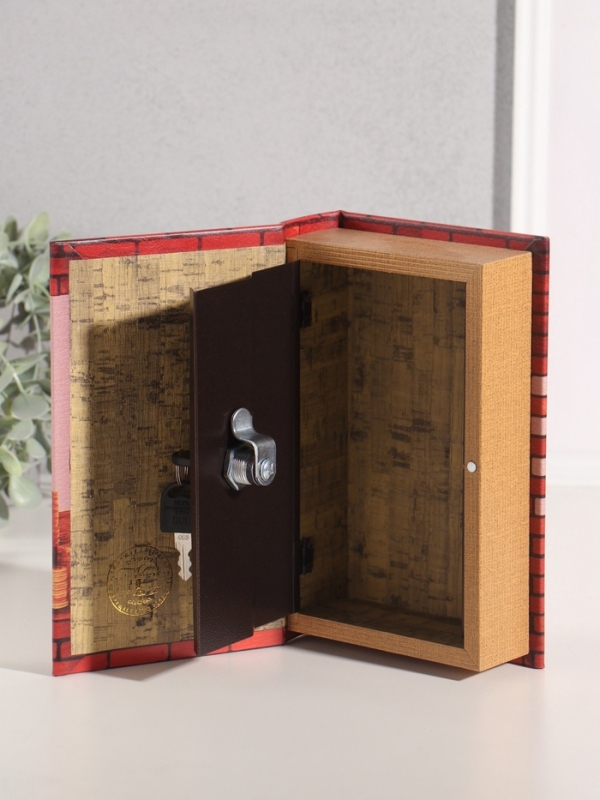 Сейф-книга дерево кожзам "Как построить бизнес с нуля?" тиснение 21х13х5 см