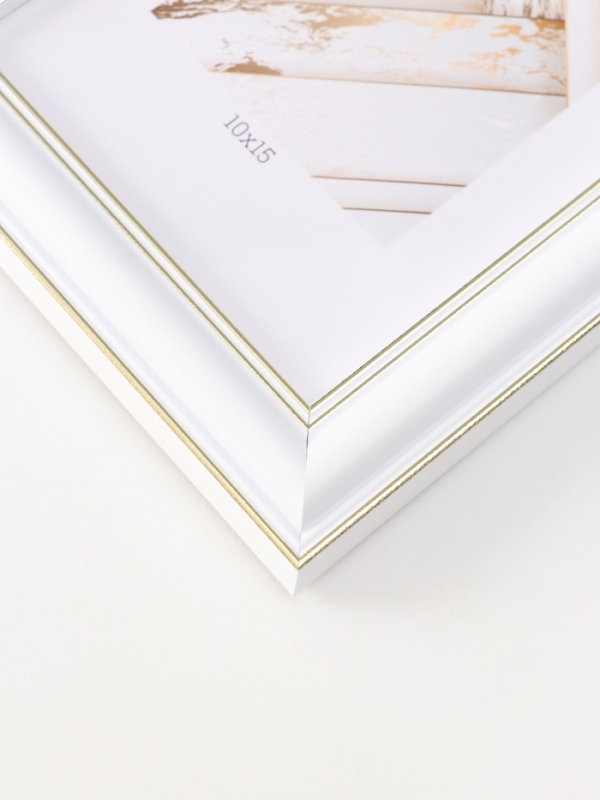 Фоторамка пластик "МИРАМ" 10х15 см, белый, золото