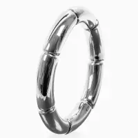 Браслет пластик на резинке "Стиль" гладкий, цвет серебро