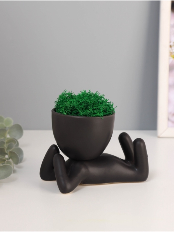 Кашпо керамика "Мистер Грин на лайте" 8,5*7*12 см черный