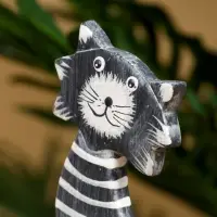 Календарь настольный "Полосатый кот" дерево 7х4х14 см, цв. чёрно-белый