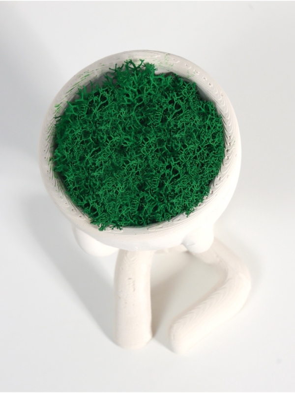 Кашпо бетонное "Мистер Грин" со мхом 6,7*6*6,5 см белый (мох зеленый стабилизированный)