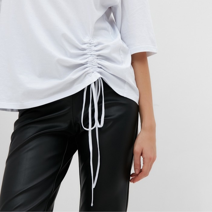 Футболка женская с кулиской MINAKU REGULAR FIT: цвет белый, р-р 46 Футболка женская с кулиской MINAKU REGULAR FIT: цвет белый, р-р 46