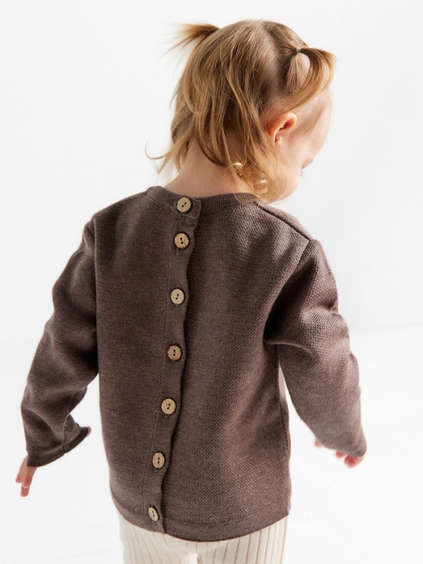 Джемпер вязаный новогодний Крошка Я "Новогодние игрушки" рост 68-74 см, цвет коричневый